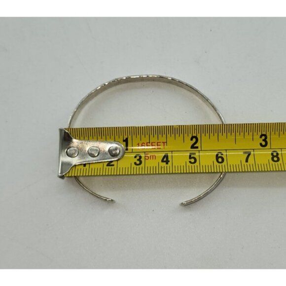 Vintage Parker Sterling Silver Cuff Bangle Bracelet Hammered Finish - Picture 5 of 8